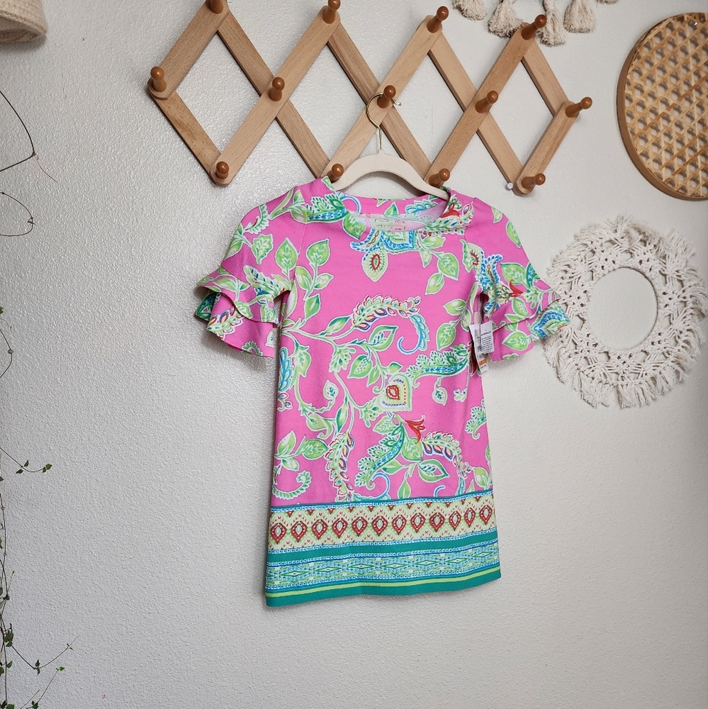 Pappagallo Mini Erika Dress Girls S Pink Paradise Floral Shift Bell Slee…